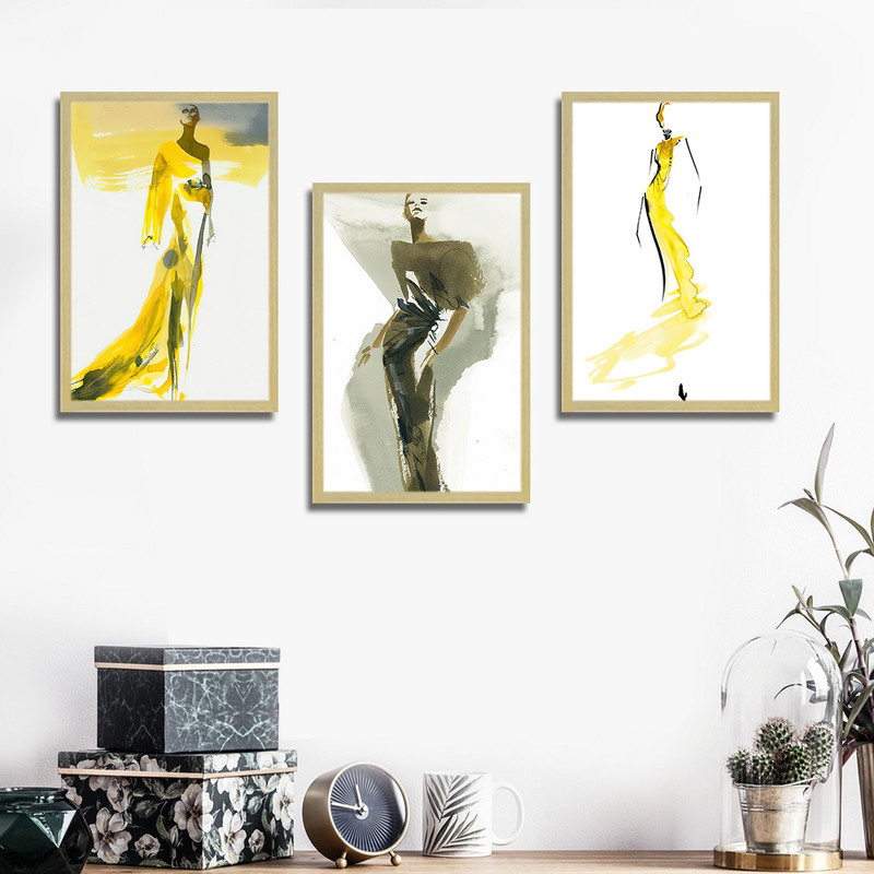 تابلو بکلیت طرح نقاشی مدرن مدلینگ مدل BE-1693 مجموعه 3 عددی