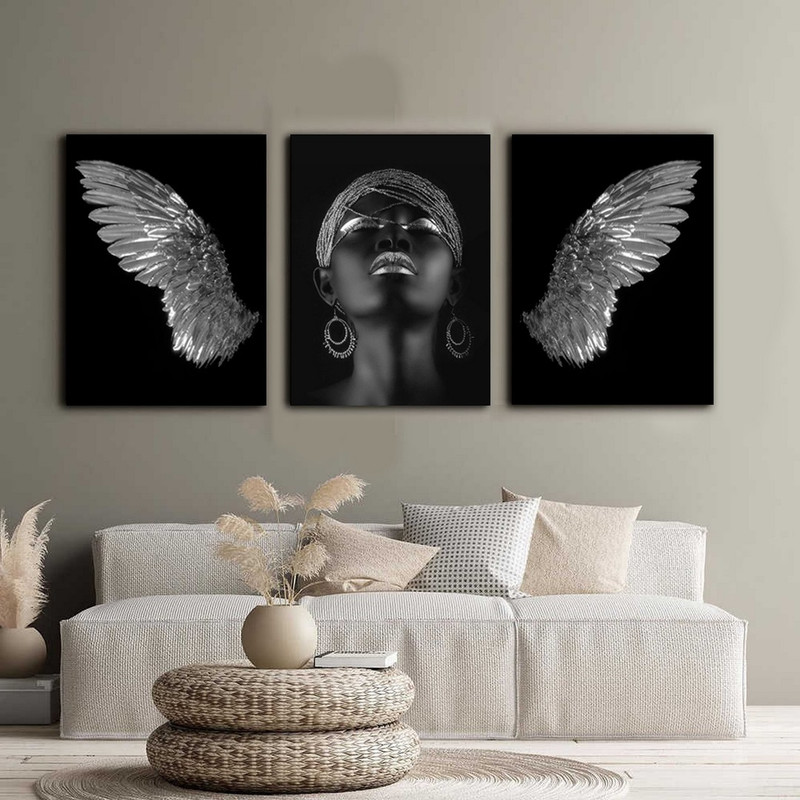 تابلو شاسی بکلیت طرح بال و چهره آفریقایی مدل SH-338 مجموعه 3 عددی