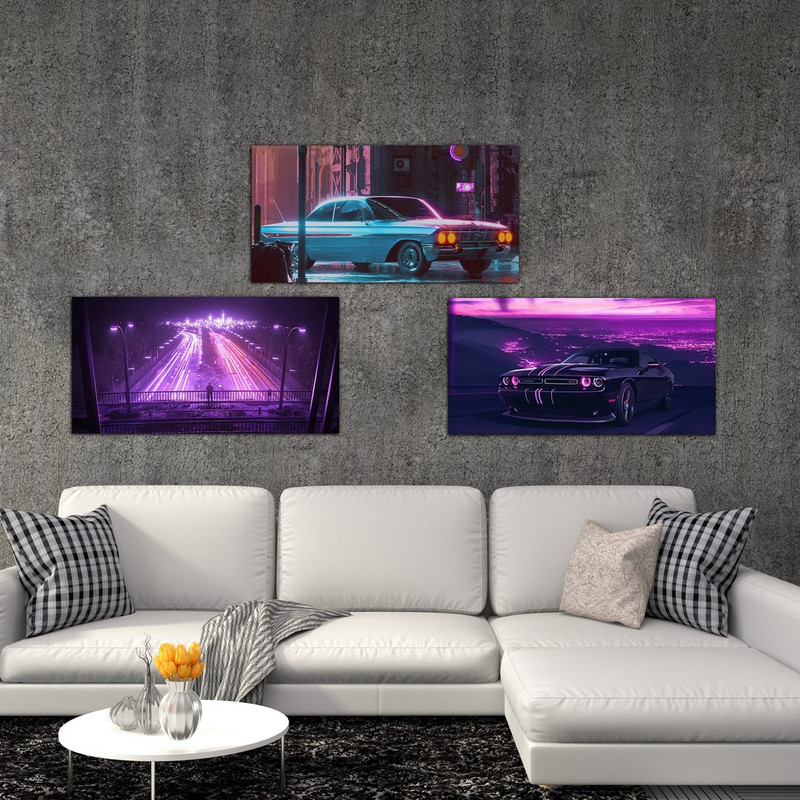 تابلو شاسی بکلیت طرح منظره شهری و ماشین مدل SH-552 مجموعه 3 عددی