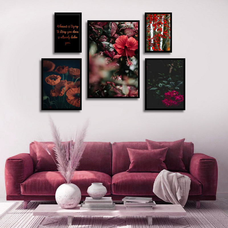 تابلو بکلیت طرح مدرن طبیعت و گل مدل B-1632 مجموعه 5 عددی