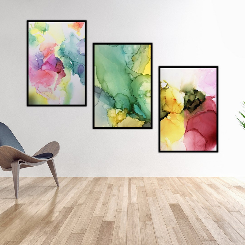 تابلو بکلیت طرح نقاشی ابر و بادی مدل B-484 مجموعه 3 عددی