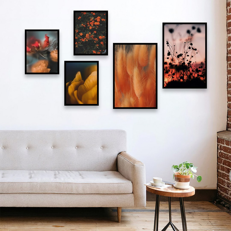 تابلو بکلیت مدل طرح گل و برگ پاییزی B-981  مجموعه 5 عددی