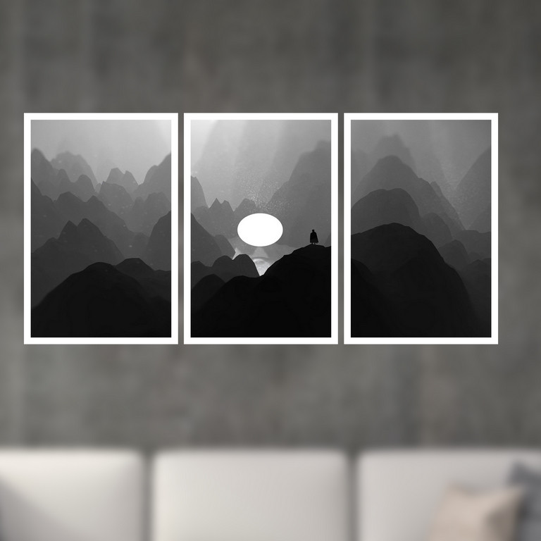 تابلو بکلیت طرح نقاشی منظره کوهستان و مهتاب مدل W-S4852
                                                                        مجموعه 3 عددی