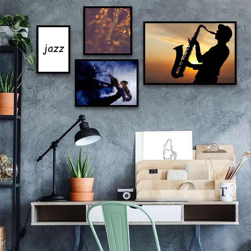 تابلو بکلیت طرح موسیقی جز و ساکسیفون مدل B-852 مجموعه 4 عددی