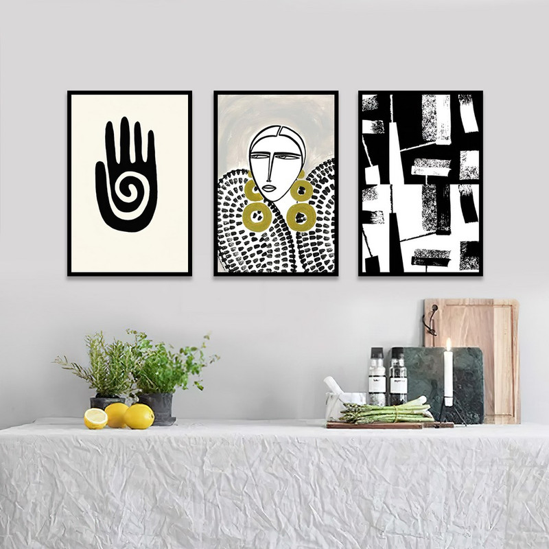 تابلو بکلیت مدل طرح نقاشی دست و چهره زن B-1118 مجموعه 3 عددی