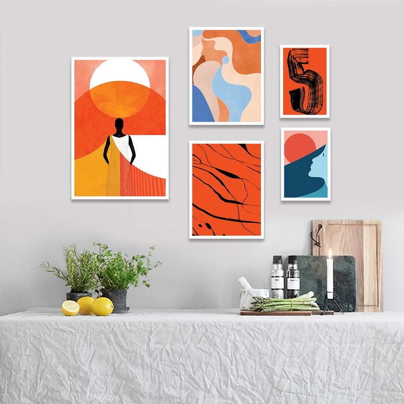 تابلو بکلیت مدل طرح نقاشی مدرن W-1119 مجموعه 5 عددی