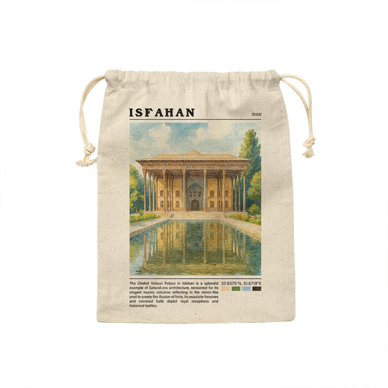 کیسه نان و سبزی ترمه طراحان ایده مدل کاخ چهل ستون اصفهان کد map0804 - S سایز 19x19 سانتی متر