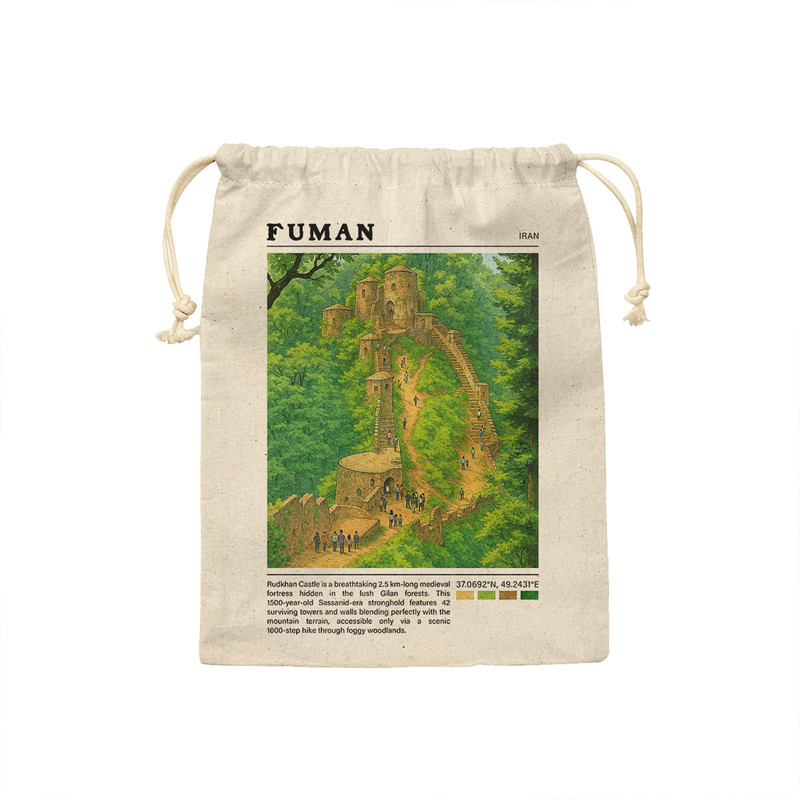 کیسه نان و سبزی ترمه طراحان ایده مدل قلعه رودخان فومن کد map0838 - S سایز 19x19 سانتی متر