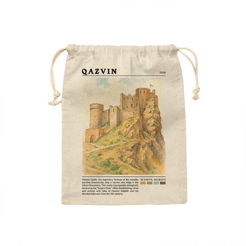 کیسه نان و سبزی ترمه طراحان ایده مدل قلعه الموت قزوین کد map0827 - S سایز 19x19 سانتی متر