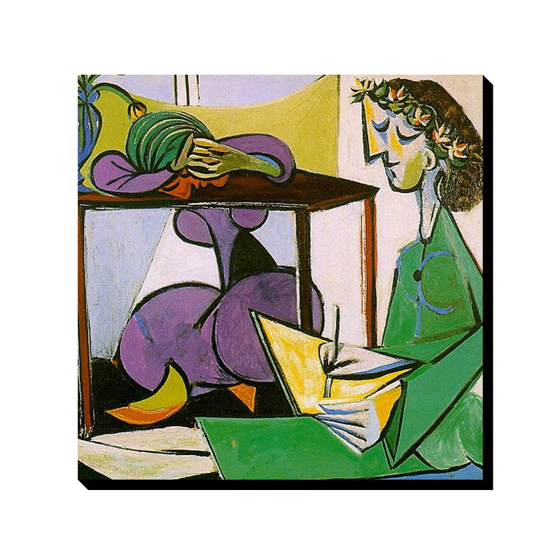 تابلو ترمه طراحان ایده طرح داخلی از دختر در حال نقاشی از پیکاسو کد art0345