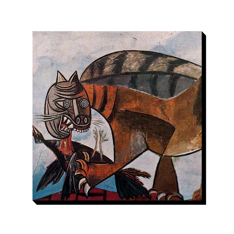 تابلو ترمه طراحان ایده طرح گربه در حال خوردن پرنده از پیکاسو کد art0358