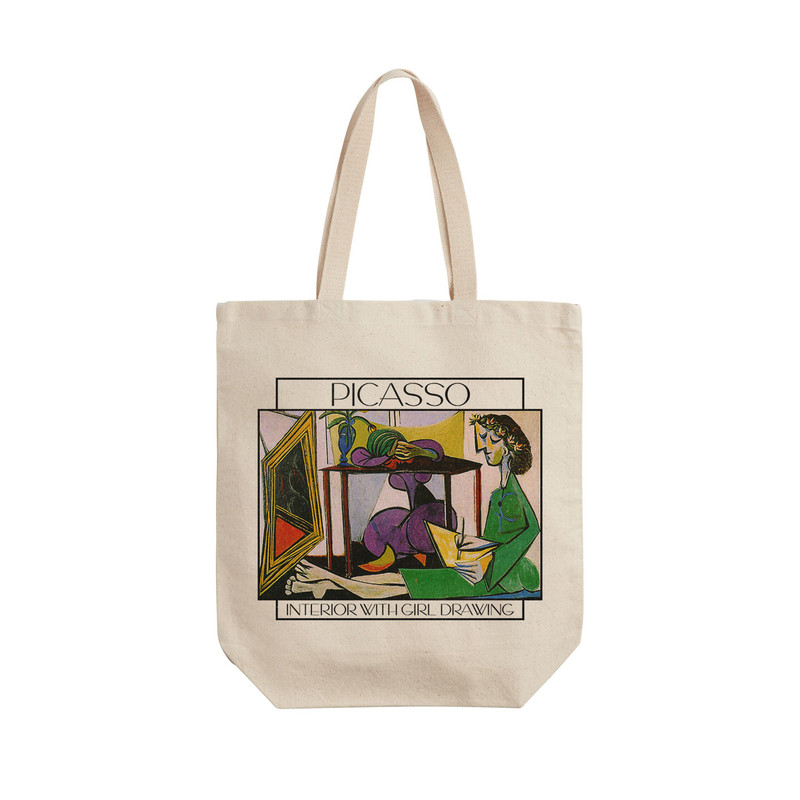 ساک خرید ترمه طراحان ایده مدل داخلی از دختر در حال نقاشی از پیکاسو کد art0345 - L