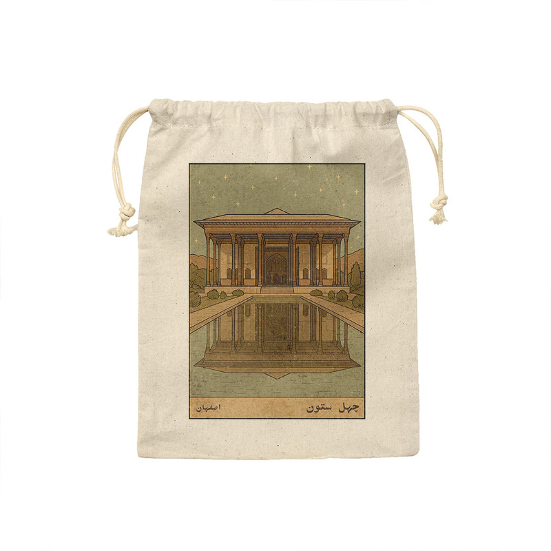 کیسه نان و سبزی ترمه طراحان ایده مدل کارت کاخ چهل ستون اصفهان کد map1504 - M سایز 23x33 سانتی متر