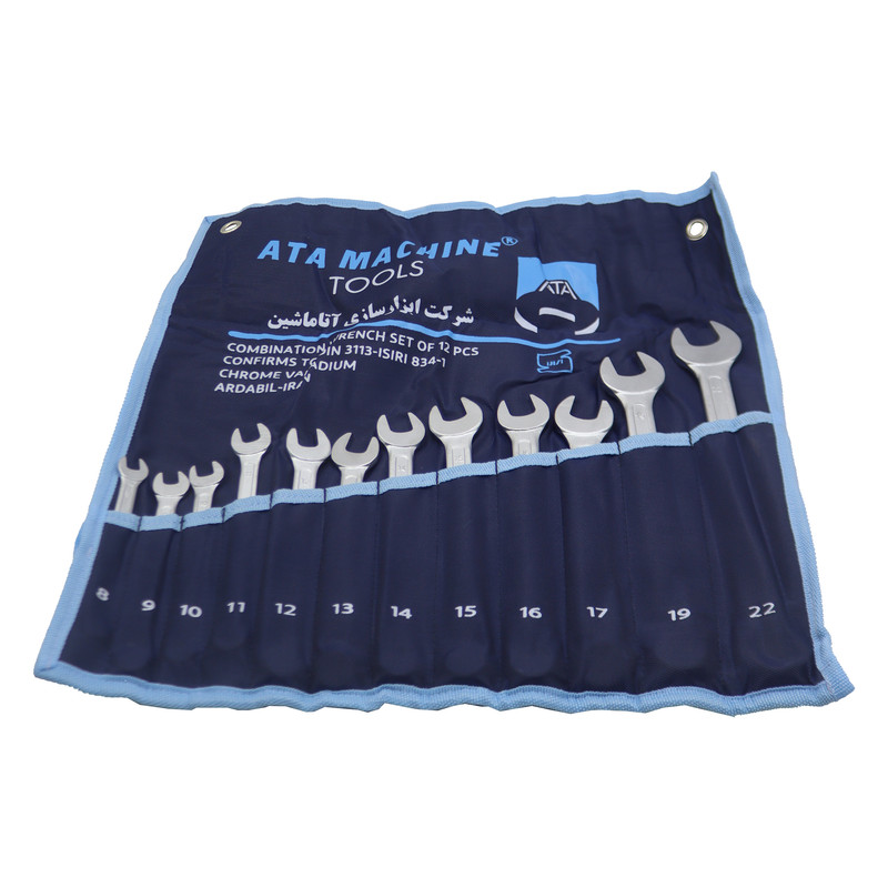 آچار یکسر تخت و یکسر رینگی آتا مدل YP-8-22/12PCS  مجموعه 12 عددی 