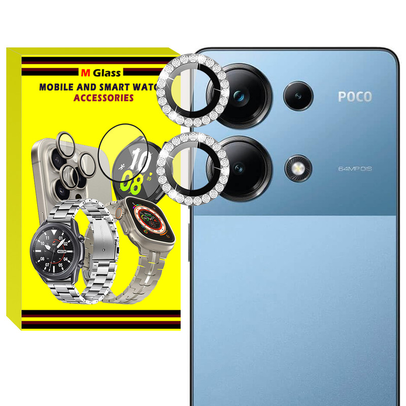 محافظ لنز دوربین فلزی ام‌گلس مدل RNG Diamond MG مناسب برای گوشی موبایل شیائومی Poco M6 Pro 4G