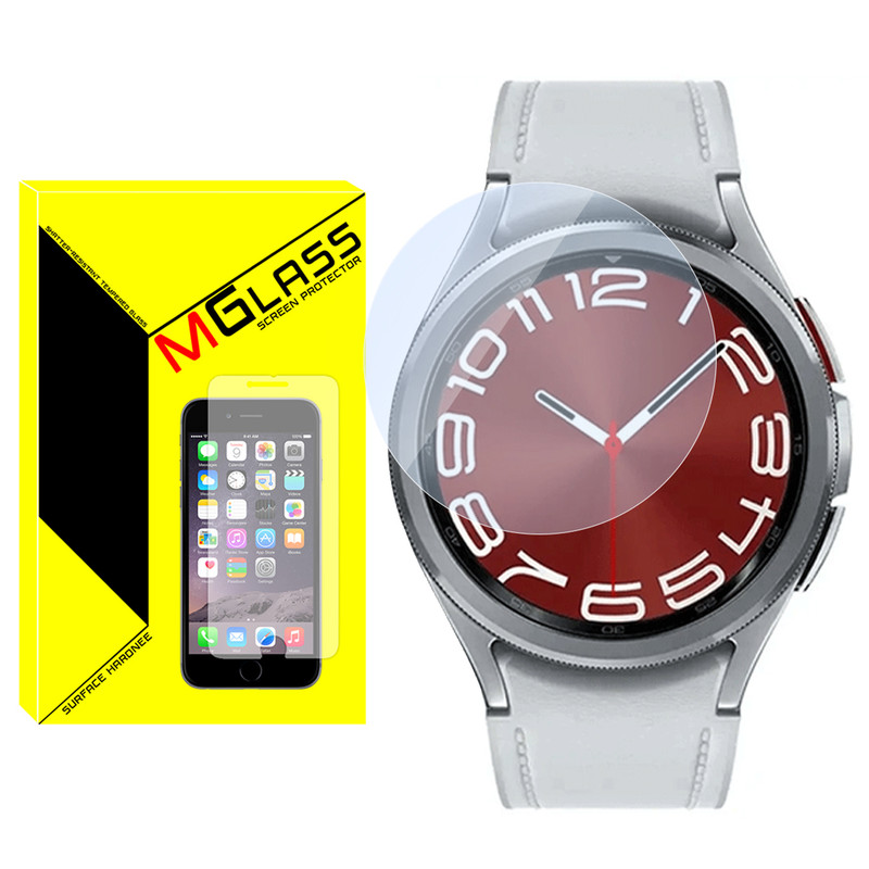محافظ صفحه نمایش شیشه‌ای ام‌گلس مدل Glass-MG مناسب برای ساعت هوشمند سامسونگ Galaxy Watch 6 Classic 47mm