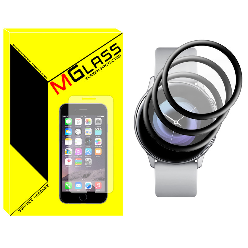 محافظ صفحه نمایش نانو ام‌گلس مدل GLS_Pmma مناسب برای ساعت هوشمند سامسونگ Galaxy Watch Active 40mm بسته سه عددی