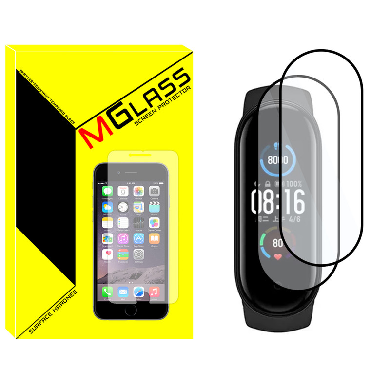 محافظ صفحه نمایش ام‌گلس مدل GLS_Pmma مناسب برای ساعت هوشمند شیائومی Mi Band 5 12mm بسته دو عددی