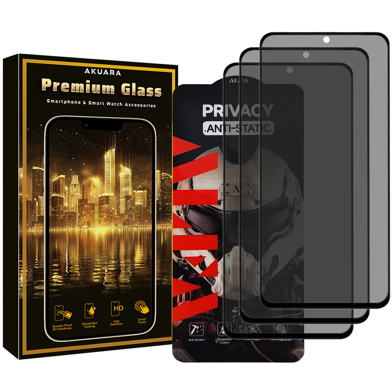 محافظ صفحه نمایش حریم شخصی آکوآرا مدل Premium P3 مناسب برای گوشی موبایل شیائومی Redmi Note 9S/9 Pro / Note 9 Pro Max / Note 10 Pro / Note 10 Pro Max / mi 11T / Mi 11T Pro / Mi 10T Lite / Poco X3 Pro / Poco X3 NFC / Poco X4 Pro مجموعه سه عددی