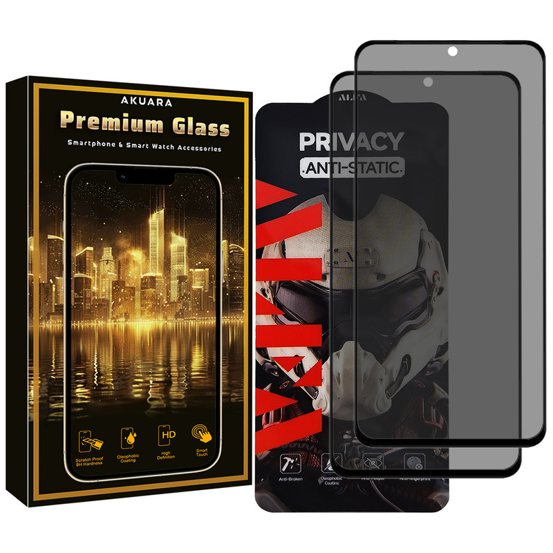 محافظ صفحه نمایش حریم شخصی آکوآرا مدل Premium P2 مناسب برای گوشی موبایل شیائومی Poco F6 / Poco X7 Pro مجموعه دو عددی