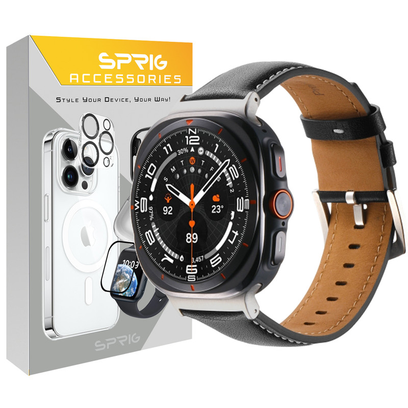 بند اسپریگ مدل SMP Leather مناسب برای ساعت هوشمند سامسونگ Galaxy watch 7 Ultra 47mm