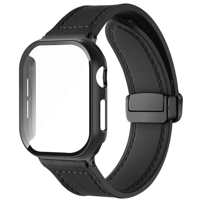 بند اسپریگ مدل Magnetic Soft Leather GLS مناسب برای اپل واچ 44 میلی متری سری SE/SE2/SE3 به همراه کاور