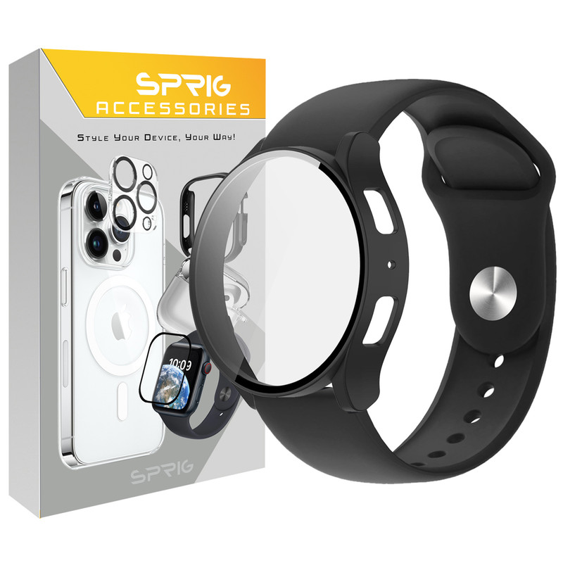 بند اسپریگ مدل Sic-Guard مناسب برای ساعت هوشمند سامسونگ Galaxy Watch 4 44mm به همراه کاور