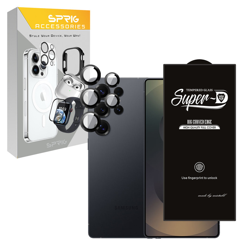 محافظ صفحه نمایش اسپریگ مدل SuperD_Ring مناسب برای گوشی موبایل سامسونگ Galaxy S24 Ultra به همراه محافظ لنز