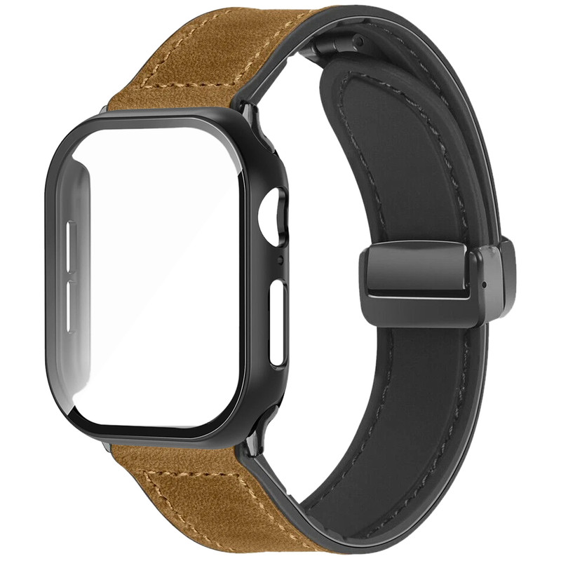 بند اسپریگ مدل Magnetic Soft Leather GLS مناسب برای اپل واچ 42 میلی متری سری 10 به همراه کاور