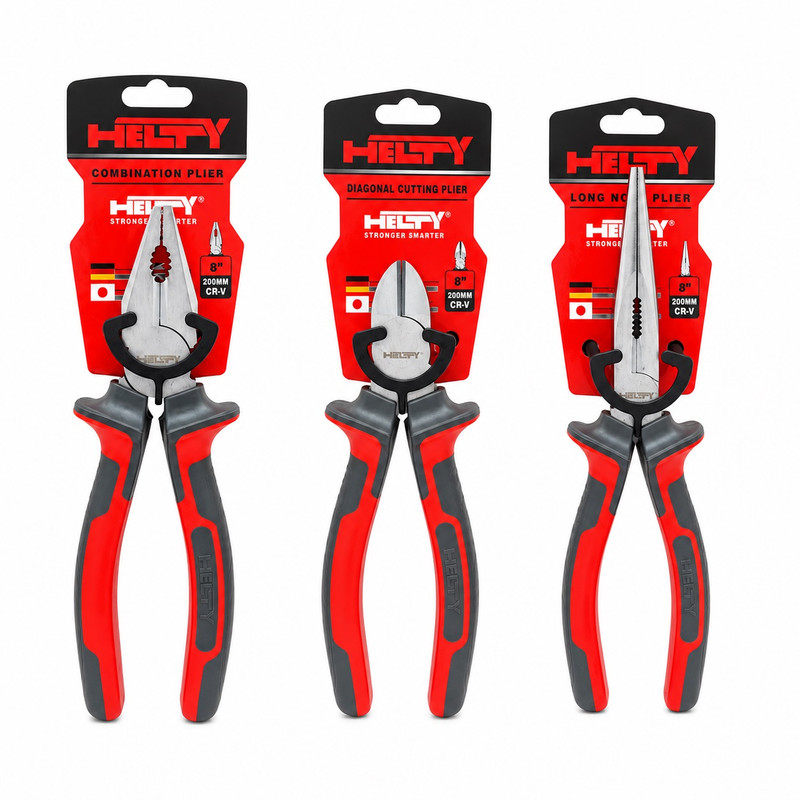 انبر دست و سیم چین و دم باریک هیلتی مدل YP-200MM/3PCS مجموعه 3 عددی 