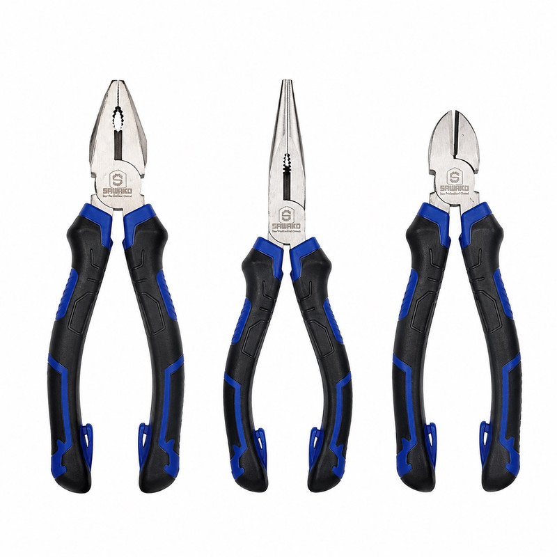 انبر دست و انبر سیم چین و انبر دم باریک ساواکو مدل YP-200MM/3PCS مجموعه 3 عددی