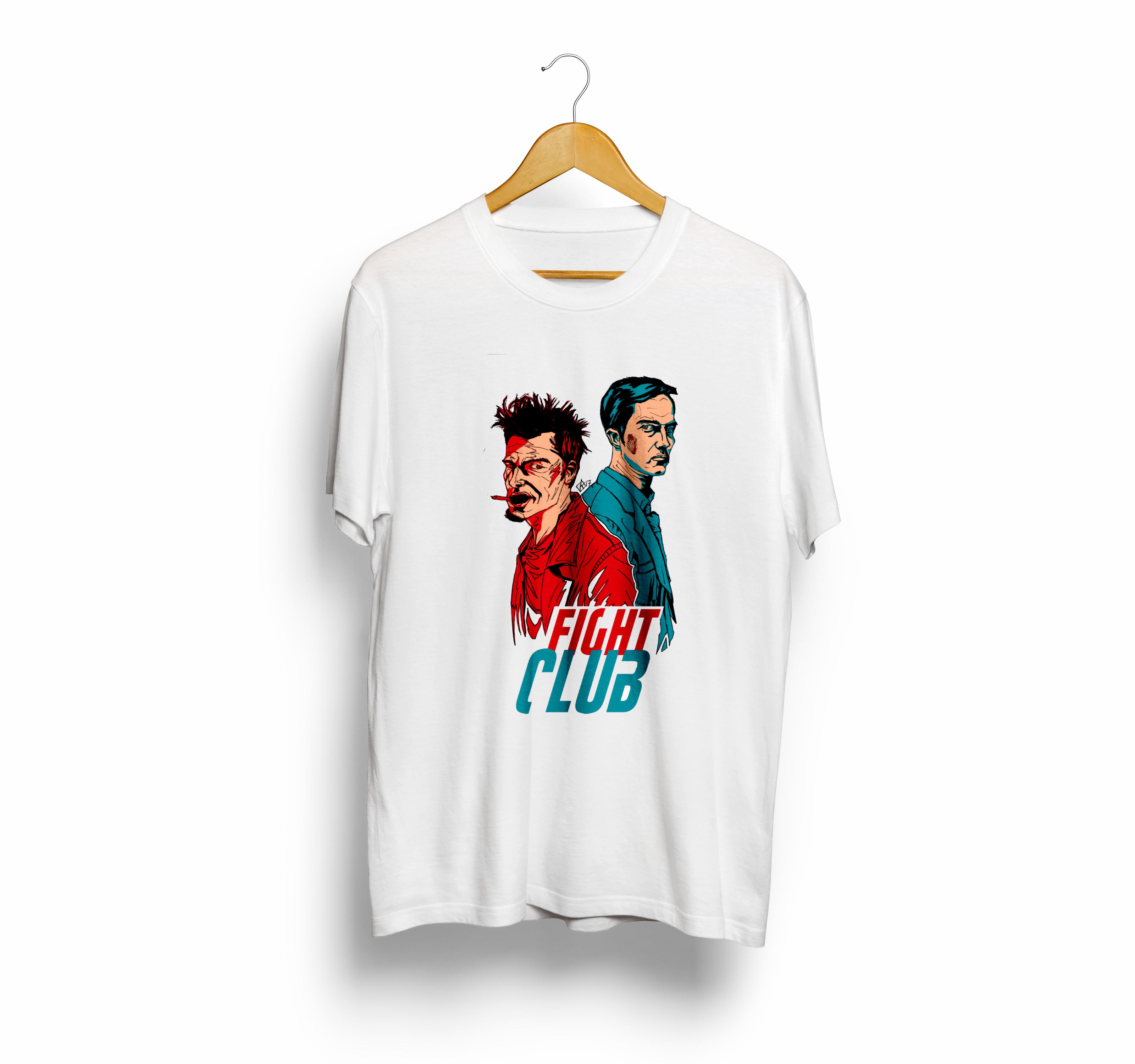 تیشرت سفید طرح Fight Club (فایت کلاب) کد 6453