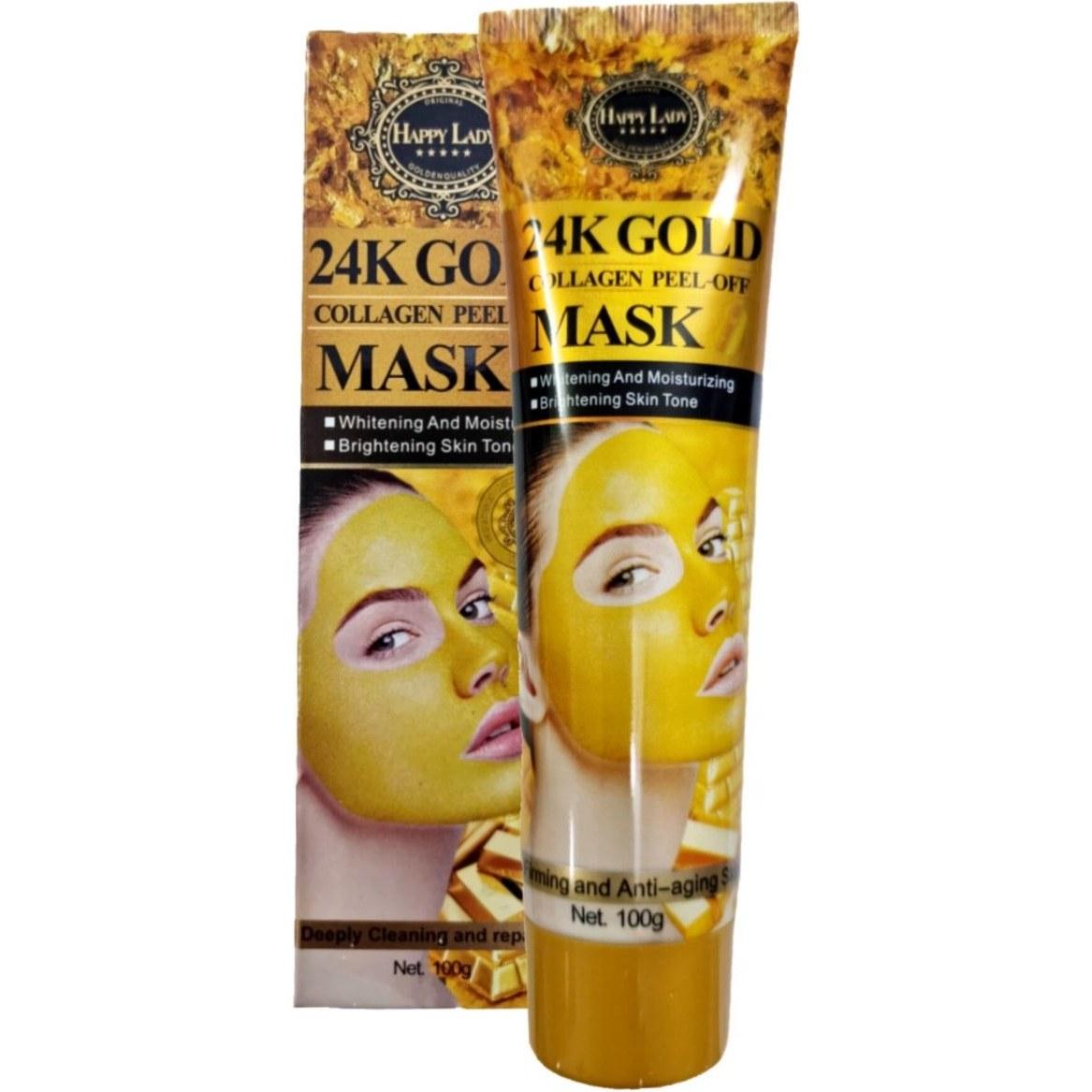 ماسک صورت تیوپی طلا برند 24k GOLD (هپی لیدی)حجم: 100 میلی گرم