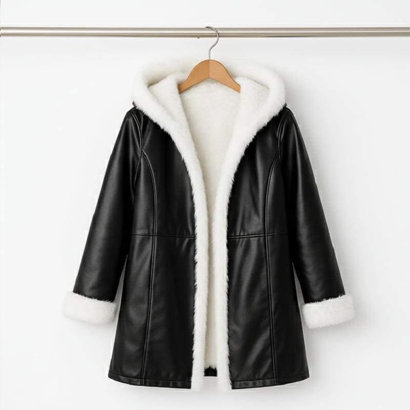 شنل چرم خز سفید زنانه مدل Sara