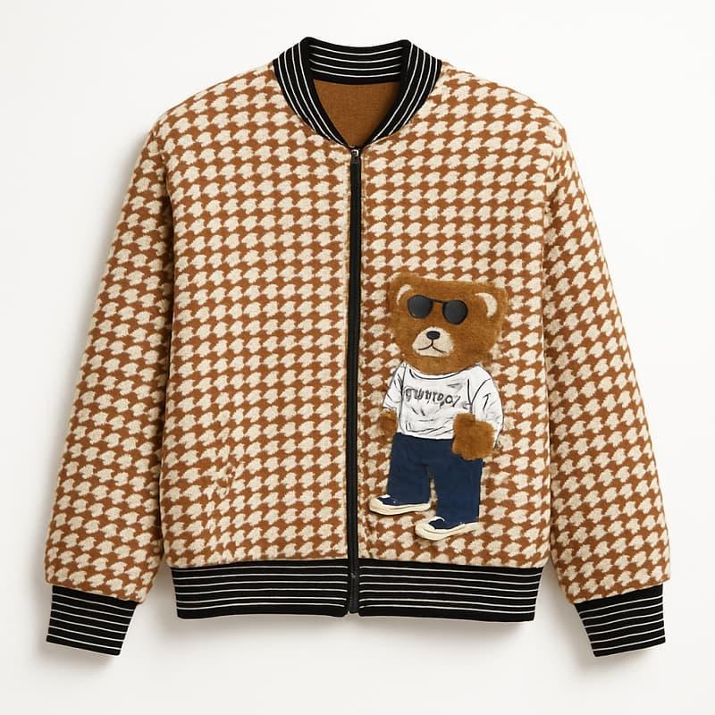 بامبر زنانه قهوه ای فری سایز طرح تدی