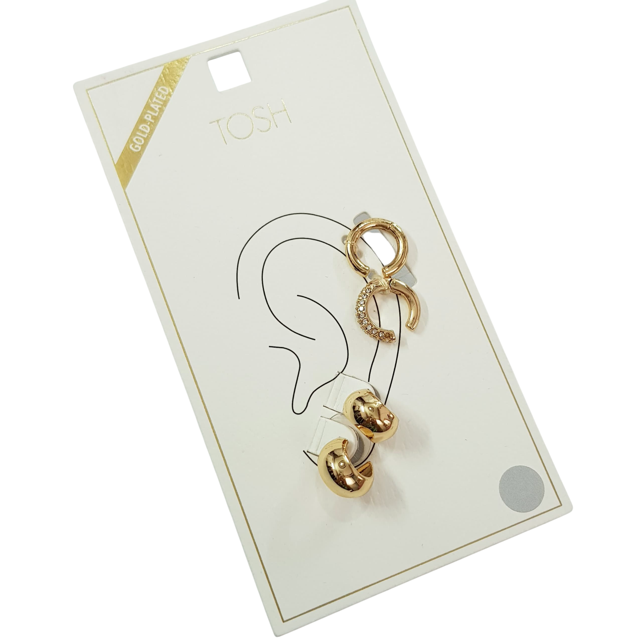 پک گوشواره و دو عدد ایرکاف با آبکاری طلا ، بدون نیاز به سوراخ کردن گوش