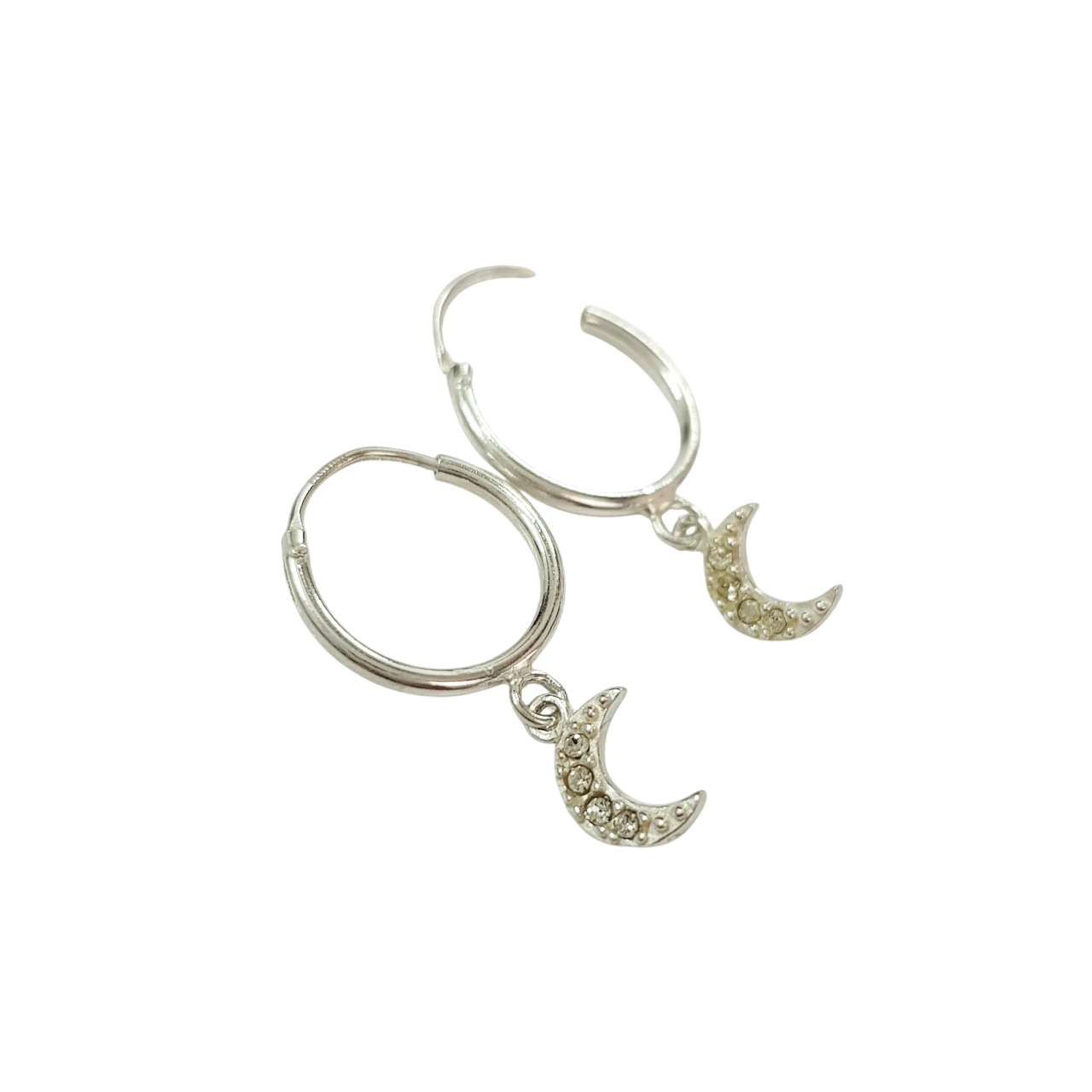 پک گوشواره نقره عیار ۹۲۵ حلقه ای آویز ماه نگین دار برند ACC