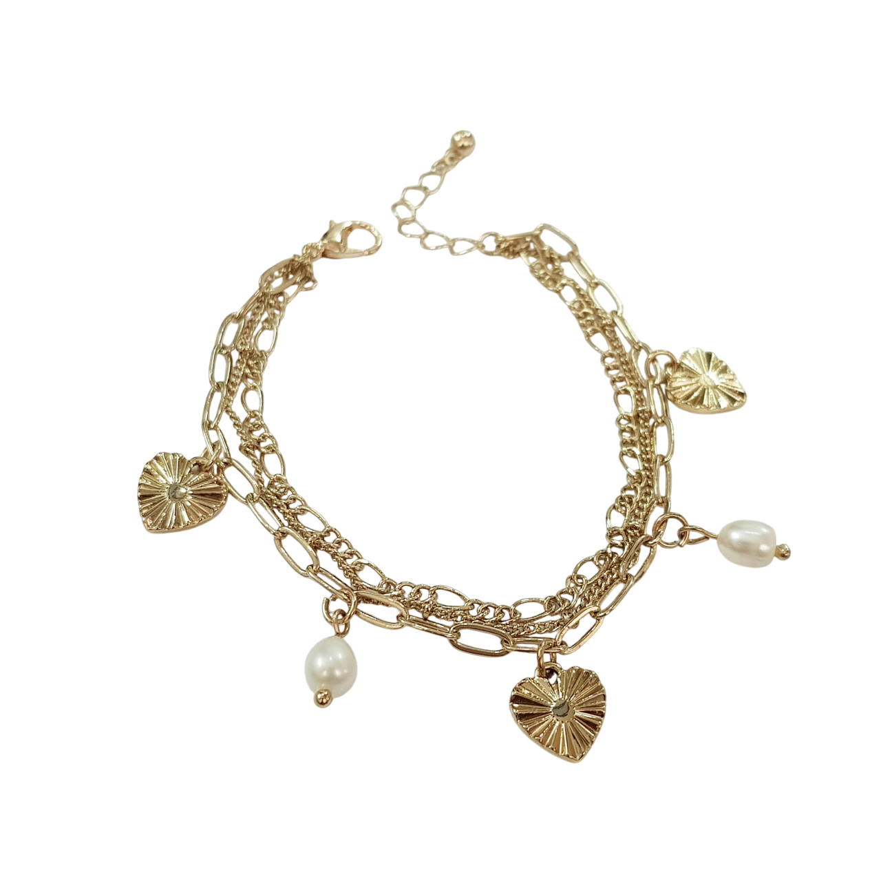 دستبند سه ردیف طلایی آویز مروارید برند Accessories کد ۲۴۰۸۲