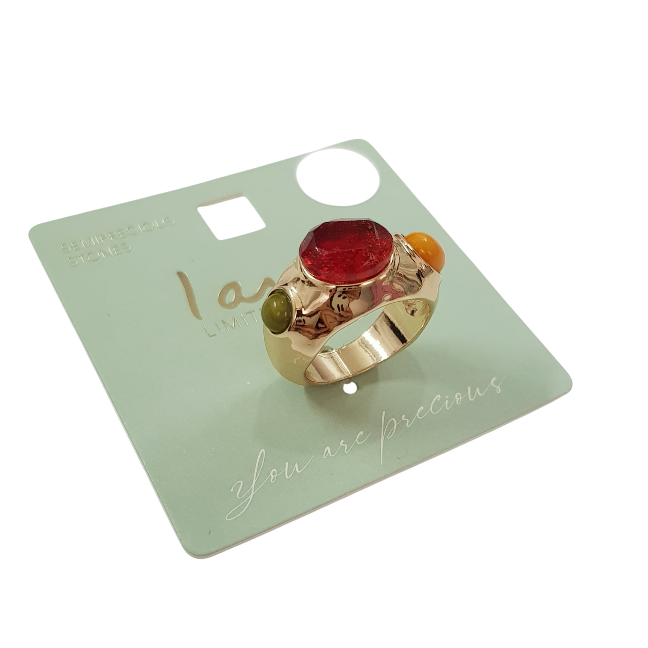 انگشتر طلایی نگین درشت رنگی برند iam کد ۲۷۰۸۴