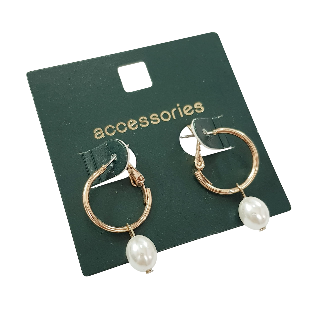 گوشواره طلایی قفلی آویز مروارید برند ACC کد ۲۸۰۸۲