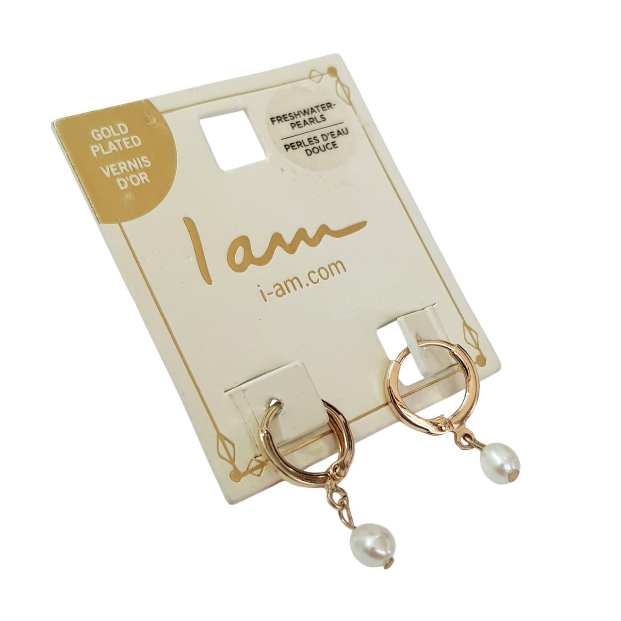 گوشواره آبکاری طلا آویز مروارید برند iam کد ۲۸۰۸۳