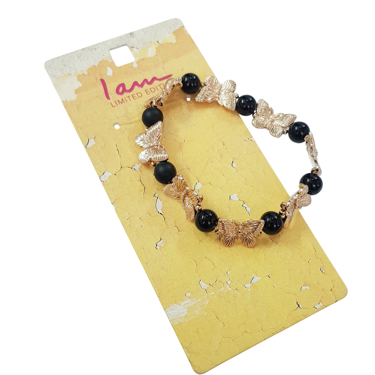 دستبند کشی مدل پروانه طلایی برند iam کد ۰۳۰۹۱