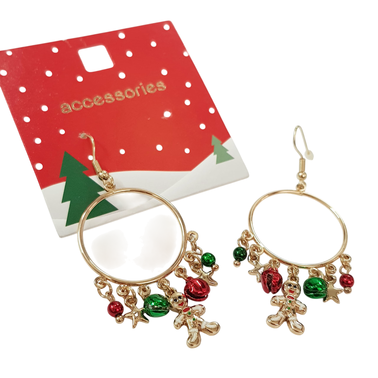 گوشواره کریسمسی طلایی آویزدار برند ACC کد ۰۸۰۹۳