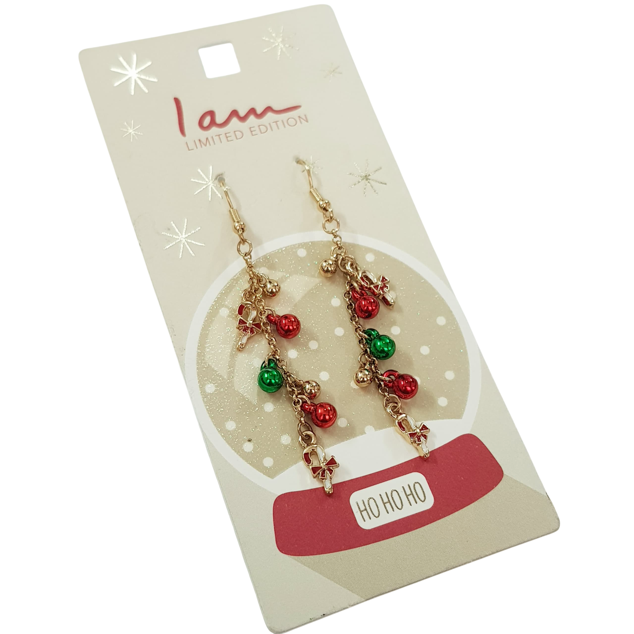 گوشواره کریسمسی طلایی آویزدار برند iam کد ۰۸۰۹۴