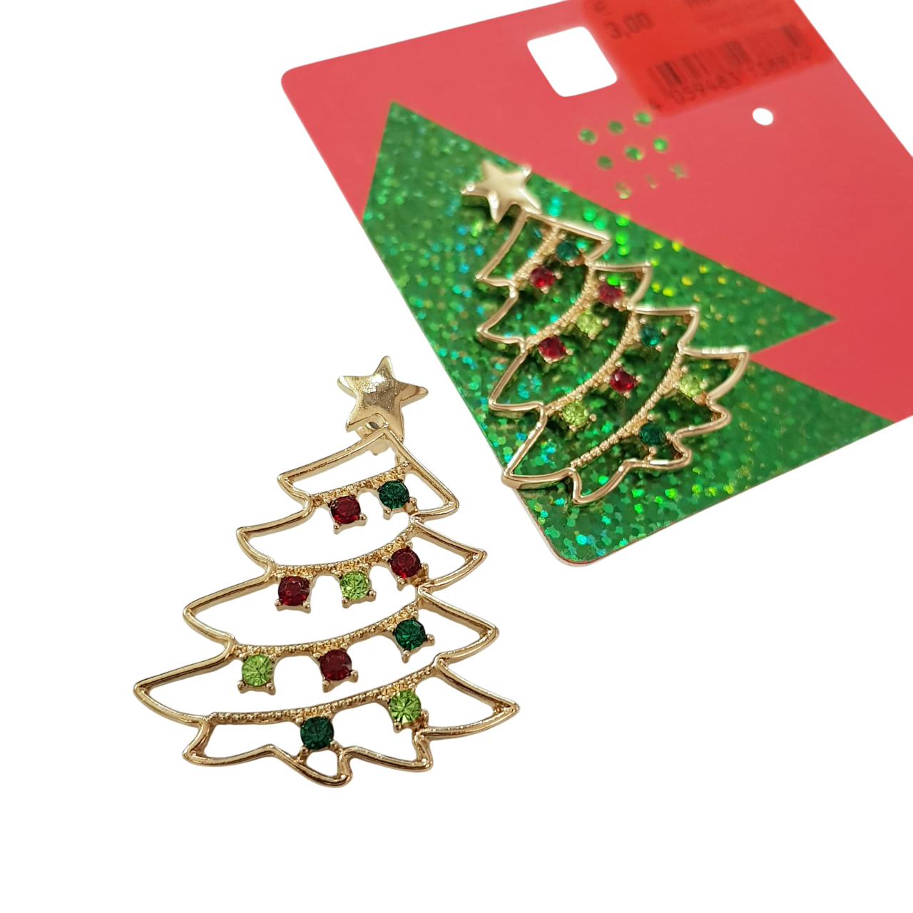 گوشواره گلگوش درخت کریسمس نگین مولتی کالر برند Six کد ۰۹۰۹۴