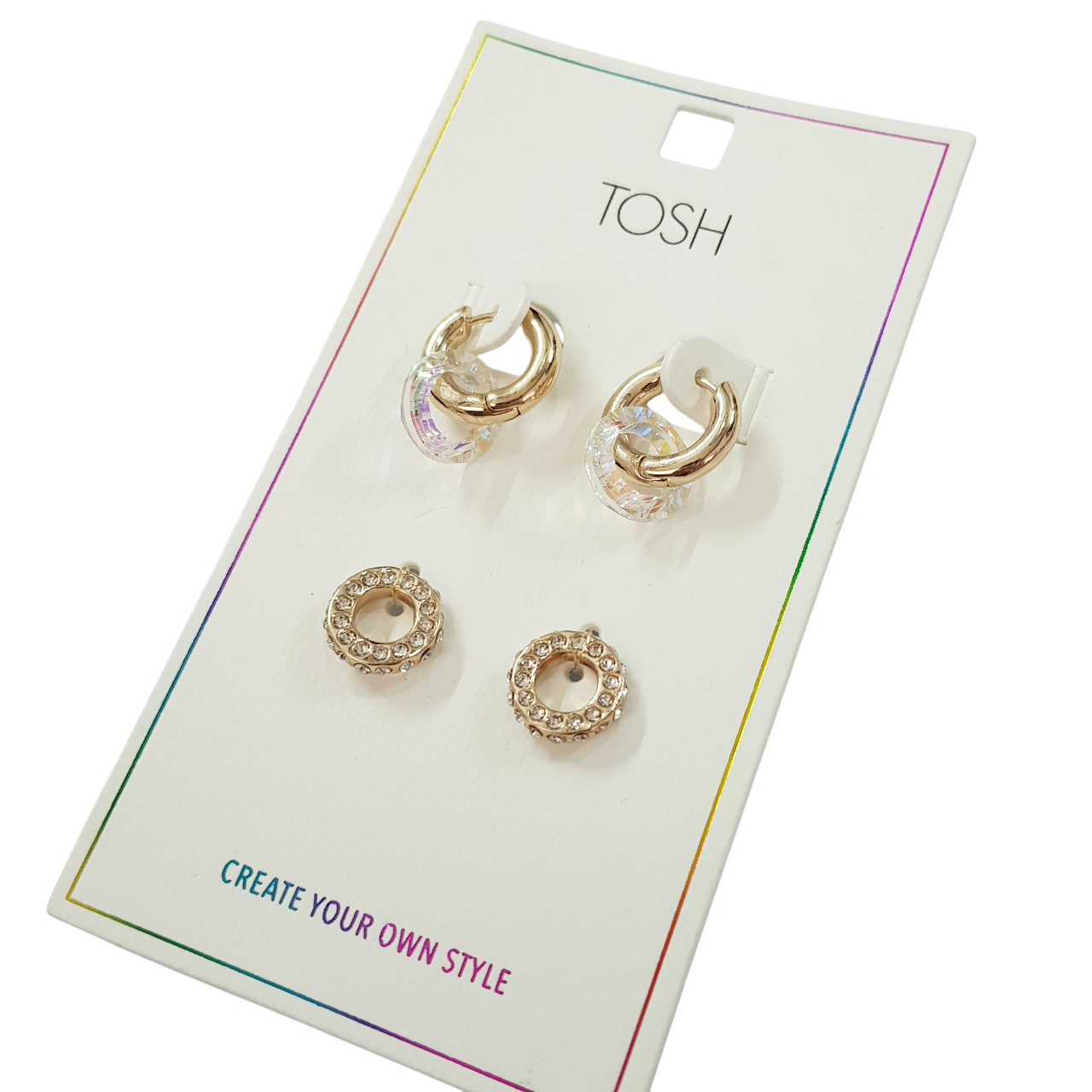 پک گوشواره قفلی طلایی با آویز های انتخابی قابل تعویض برند TOSH کد ۰۹۰۹۸