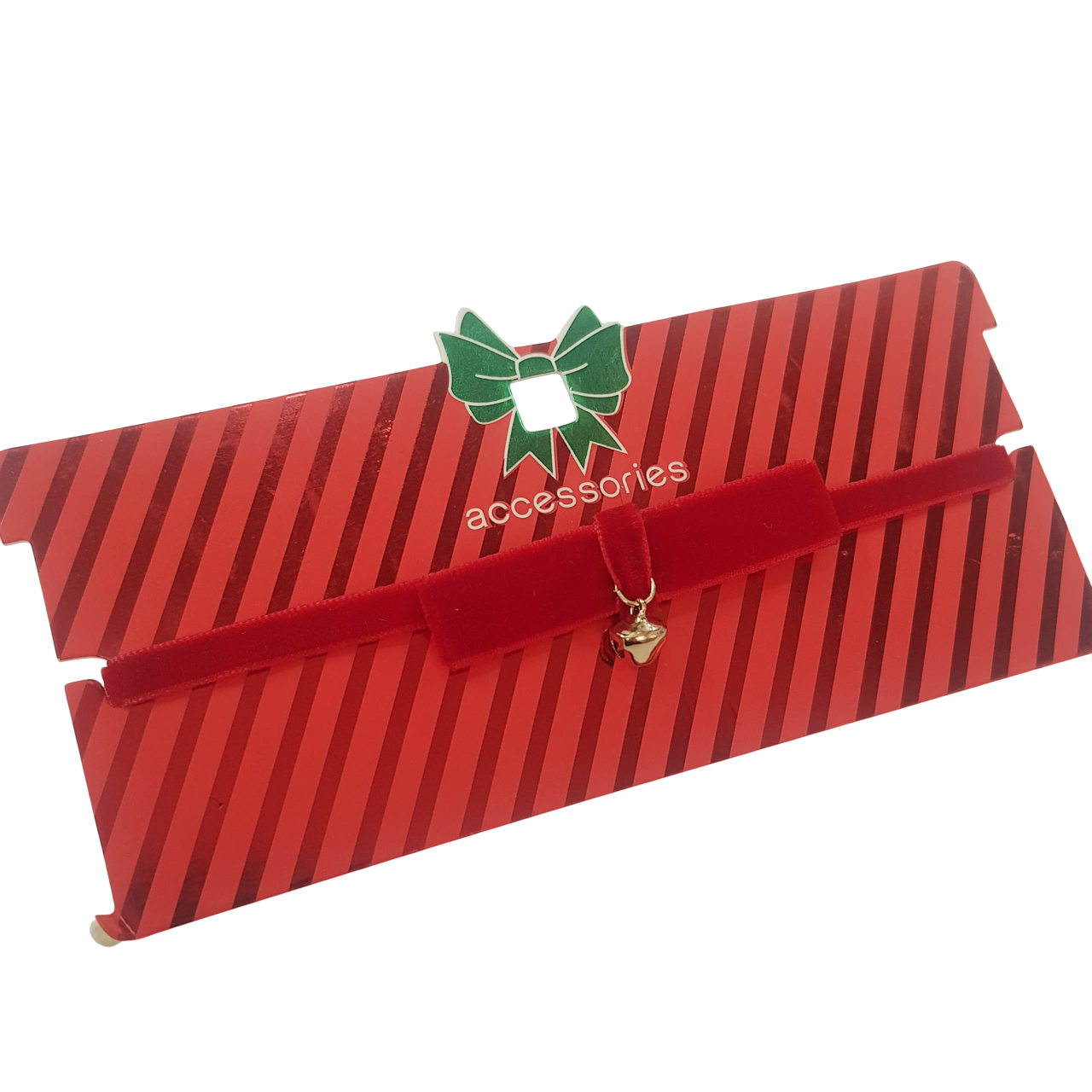 چوکر یا دور گردنی کریسمسی مخمل قرمز آویز زنگوله طلایی برند ACC کد ۱۲۰۹۱