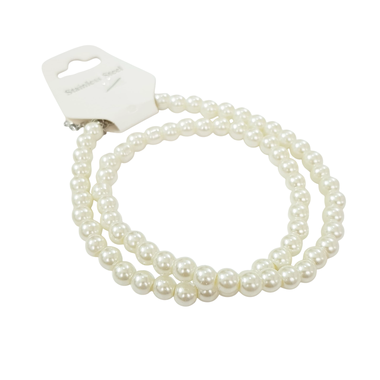 گلوبند تمام مروارید با زنجیر استیل برند Fashion Jewelry کد ۱۲۰۹۵