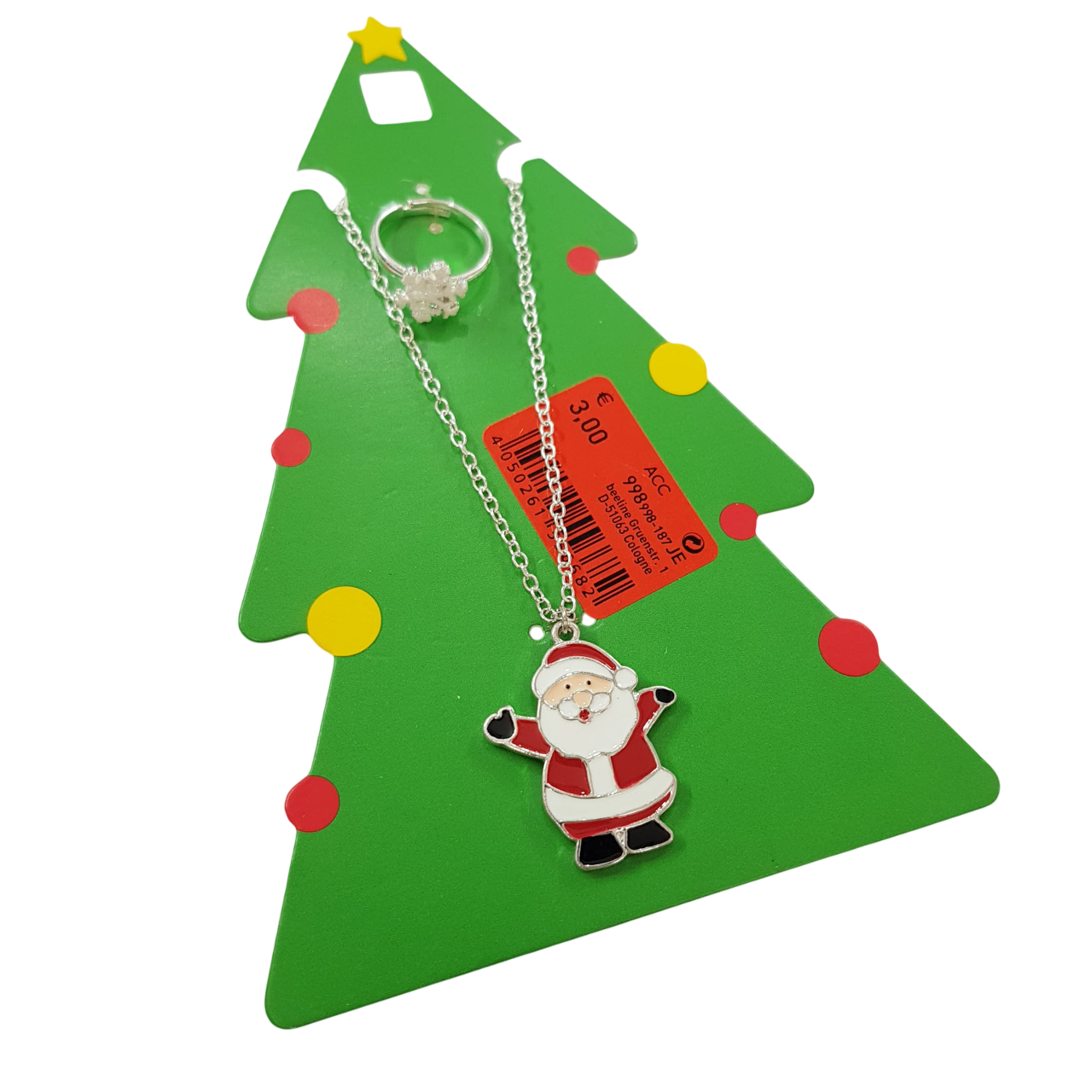 نیم ست دخترانه گردنبند و انگشتر کریسمسی برند Accessories کد ۱۵۰۹۱