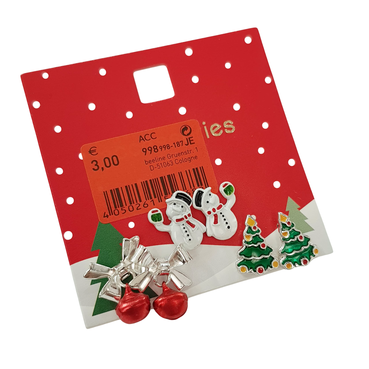 پک سه جفتی گوشواره و گلگوش کریسمسی برند ACC کد ۱۸۰۹۲